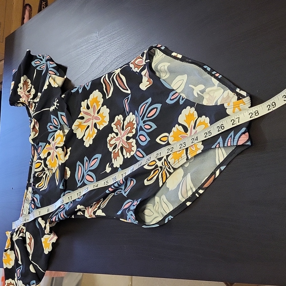 Tory Burch Hopewell Ruffled One Piece Swimsuit Flowers Off-The-Shoulder Size XS - Picture 6 of 8